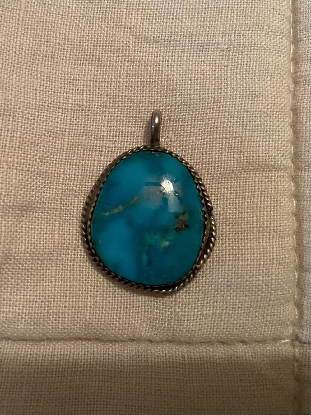 Vibrant Turquoise Stone Pendant, Sterling Setting